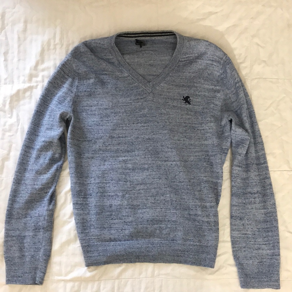 EXPRESS Men’s Blue Knit Deep V-Neck Sweater
